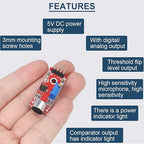DAOKAI 5PCS High Sensitivity Microphone Sensor Module Two Channels Sound Detection Control Switch Module PIC AVR(Red) DC5V for Arduino, with Dupont Wire