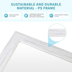 White Wood Effect Framed Wall Mirror, 24x32 Rectangle Mirror, Anti-desilvering Tempered Glass, Sustainable& Sturdy Frame, Anti-Rust, HD Reflection &3min Fast Setup for Bathroom Living Room