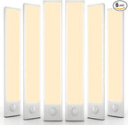 6 Pack Under Cabinet Lighting Wireless, 68 LED Rechargeable Battery Motion Sensor Light Indoor, Stick On Magnetic Closet Lights, Under Counter Lights for Kitchen, Stairs, Warm 16 in