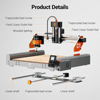 Artsian 01 CNC Router Machine 300W Spindle Power, 0.01mm Precision, 4-Axis Intelligent Controller, 420×420mm Workspace, Aluminum, Brass, Wood, Plastic, PCB Professional Desktop CNC Engraver