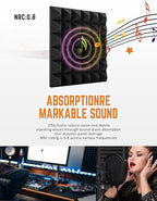 Sound Proof Foam Panels for Wall 24 Pack Acoustic Panels Sound Absorbing 2" X 12" X 12" Fire-Proofed Soundproofing Foam High Density Sound Dampening Panels for Room Studio Pyramid Blue Black