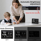 FEYBYLA 2025 New Digital Clock with Temperature/Humidity & Weather Forecast, Auto Time Sync Large Display, Custom Alarms & Medication Reminders, Ideal for Elderly(Black, 7-Inch)