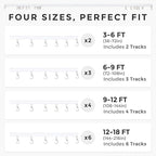ChadMade Ceiling Track Kit with Hooks, Wall Mount Curtain Track, x-Large Size for Space 12ft - 18ft Wide, Single Window Rods Work with Grommet and Pinch Pleated Curtain
