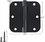 TDCHINGES 30 Pack Rounded Matte Black Door Hinges 3.5 Inch 5/8" Radius Interior 3 1/2 Inch Flat Iron Bifold Easy Installation Standard Hinge No Squeak,Bedroom Indoor for Doors 3 ½" Hardware Controls