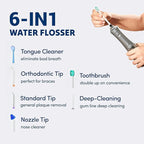 Professional Water Flosser - Advanced Dental Care for a Healthier Mouth, Gum, and Teeth - IPX7 Waterproof Oral Irrigator | 7 Replacement Tips, Travel-Friendly, Rechargeable - Oral Hygiene (Grey)