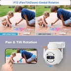 [Auto Tracking Alert 360° PTZ & 2-Way Audio] 8CH Plug&Play Wireless Cameras for Home Security, 4x1920P 5MP IP67 IR&Full Color Night Vison AI Motion Detection, 1TB HDD 24/7 Recording Remote Control