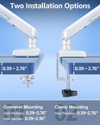 Single Monitor Mount for 32 27 24 22 inch Screen, Monitor Arm Holds 4.4-22 lbs, Monitor Desk Mount, Gaming & Home Office Use, VESA 75x75mm & 100x100mm, Freelift Pro White