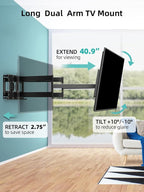 HCMOUNTING Heavy Duty TV Wall Mount for 42-95" TVs, 4X Load Tested Holds 179lbs, 40.9" Smooth Gliding Extension Arms, Full Motion Swivel & Tilt, VESA 800x400, Fits 16-18" Studs