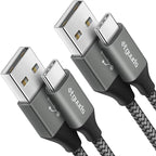 etguuds USB A to USB C Cable 6.6ft, 2-Pack, 3A Fast Charging Type C Charger Cord for iPhone 17 16 15 Pro Max 16e 17 Air, Samsung Galaxy S25 S24 S23 S22 S21 S20 A17 A16 A56 A55 Flip Fold, Gray