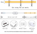 UVTaoYuan Led Strip Lights 5V USB 6.56ft/2m 640 LEDs Touch stepless Dimmable COB LED Strip Light 3000K Warm White 10W Flexible led Lights for Bedroom Kitchen, DIY Lighting Room Decor 5V LED TV Lights