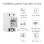 WiFi Smart Energy Monitor Switch Meter, Compatible with Alexa Google Home, Remote Control with Smart Life/Tuya App, Din Rail Tester Current Voltage Amperage Power Meter AC 110-230V 60A Multimeter