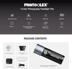 PHOTOOLEX 4 Colors Photography Flashlight with 20 Magnetic Pattern Gobos, 8400mAh Portable Spotlight, 10W LED Studio Light for Photo, Content Creation Accessories