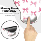 Ergonomic Mouse Pad with Wrist Support,Cute Mouse Pad with Wrist Rest and Coaster Set,Office Supplies Non-Slip Mouse Pads for Desk, Non-Slip Comfortable,Pink Bow