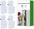 Door Window Alarm, 90dB Door Alarms Sensor for Kids Safety, Home Security, Door Window Burglar Alarm, Window Pool Alarms for Home, Apartments, Offices, Hotel Rooms (4pack)