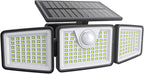 daphino 2500LM Solar Lights Outdoor with Motion Sensor,3 Head 270° Wide Angle Street Area Lights,IP65 Waterproof Security Lighting with 3 Modes(Remote,1 Pcs)