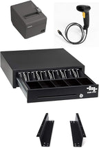 EOM-POS Hardware Bundle for Square - Cash Drawer, Mounting Brackets, Thermal Receipt Printer, Barcode Scanner [Compatible with Square Stand and Square Register]
