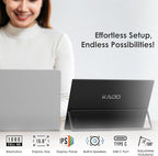 Kado Portable Monitor 15.6-inch FHD 1080p, 45W Reverse Charging Ultra-Slim Laptop Monitor 1920x1080 with Built-in Speakers, IPS Display 180° Kickstand for PC, Mac, Phone, Xbox, PS5, USB-C & Mini HDMI