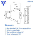 (10Pcs) 12V Relay Din Rail; Silm Relay 12V DC/AC 6Amp 5Pin 1NO 1NC SPDT with LED Indicator, Socket, Jumper DIN Rail Mount 12 Volt UL Listed