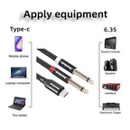 Smithok USB C to Dual 6.35mm 1/4 inch Stereo Splitter Y Cable, USB Type C to Dual 6.35mm 1/4 inch TS Audio Cord for iPhone 15 Series,Smartphone,Tablet,Laptop, Amplifier, Speaker(3.3 ft/1m)