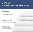 RV Short Queen Sheet Set 60 X 75 - 4 Piece RV Short Queen Bed Sheets - Ultra Soft, Breathable & Cooling - Designed for Bunks, Trailers & Camper - Fits 8” to 12" Mattress - Hotel Luxury Bedding - White