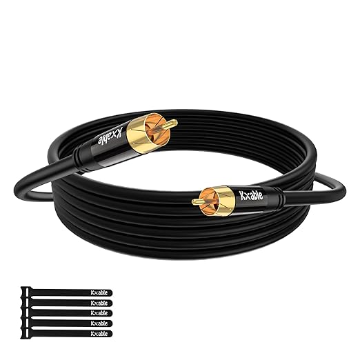 Subwoofer Cable RCA to RCA Audio Cable 3FT, Digital Coaxial Audio Cable, Premium S/PDIF RCA Cord for Home Theater, HDTV, Subwoofer, Hi-Fi System, Amplifier, 22AWG Tinned Copper, Double Shielded