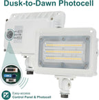 kadision LED Flood Light 50W/40W/30W, 3CCT 3000K/4000K/5000K Selectable, Dusk-to-Dawn Photocell, IP65 Waterproof Adjustable Knuckle Mount Security Lights, 100-277V ETL Listed, White 1-Pack