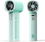 K-RUNMAN Portable Handheld Turbo Fan,100 Speeds Adjustable Mini Personal Fan, 4000mAh USB Rechargeable Battery Operated, LED Display,Gifts for Women Men Travel/Camping/Outdoor (Green)