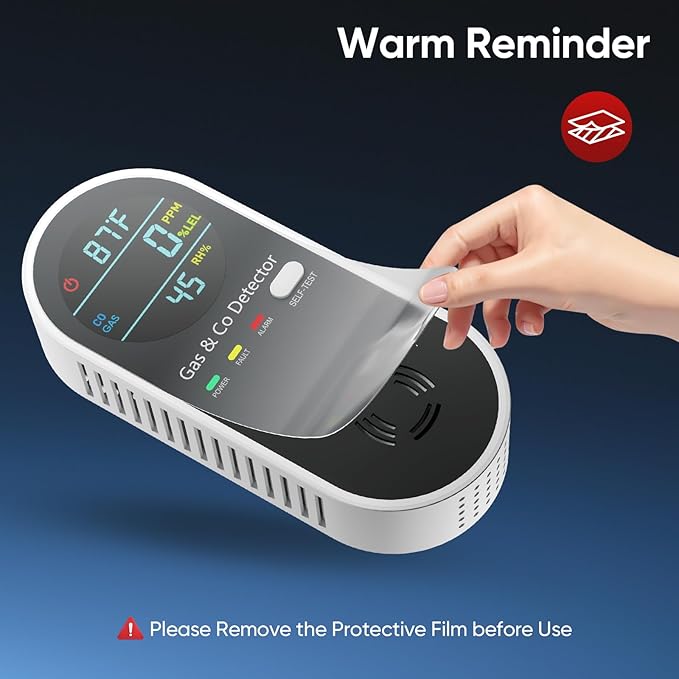 NICGOL 4 in 1 Upgraded Natural Gas Leak Detector and Carbon Monoxide Detectors, Dual Sensor Gas Leak Detector & Carbon Monoxide Detectors Plug in (Temperature & Humidity) for Home, RV (Black)