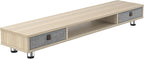 Fenge Monitor Stand, Dual Monitor Stand with 2 Drawers, Monitor Riser for 2 Monitors, Adjustable Height Computer Stand, Office Monitor Stands for Desk, Laptop, PC, TV, Printer