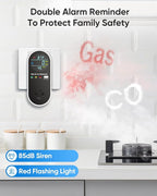 Vilfet Carbon Monoxide Detectors & Natural Gas Detector, 4-in-1 Carbon Monoxide Detectors Plug in, Gas Leak Detector with Dual Alarms, Temperature & Humidity Sensor for Home, RV, Black, 3 Packs