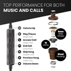 Symphonized iPhone Earphones Wired Deep Bass Sound, 3D Sound, Microphone Volume Control, 90% Noise Cancelling, Bubinga Wooden with Lightning (Apple MFI Certified), iPhone SE to 14 Earbuds (Black)