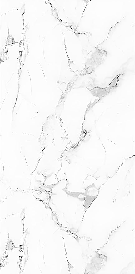 Dundee Deco Faux Marble Wall Panels - 2 ft X 4 ft - Glossy, Waterproof Indoor Wall Cladding - White, Grey, Black Veins - Set of 4 - Covers 31 sq ft
