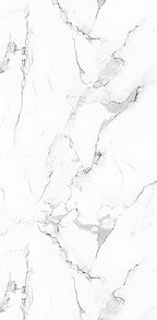 Dundee Deco Faux Marble Wall Panels - Sample - Glossy, Waterproof Indoor Wall Cladding - White, Grey, Black Veins - Sample 6" x 6"