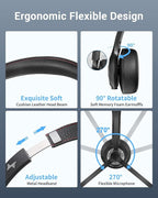 JIAMQISHI Wireless Headset with AI Noise Cancelling Microphone Bluetooth Headset - Bluetooth V5.2 Headphones with USB Dongle Charging Base & Mic Mute for Computer/Laptop/PC/Phone/Android/Cell Phones
