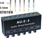 1/8" aux Input Mixing 2 in 4 Channel Way Out Headset Box Headphone Amplifier 3.5mm Mixer 1/8 inch Stereo Audio Amp with Ultra-Compact Portable mini Jack 3.5 Splitter hup for Studio and Stage