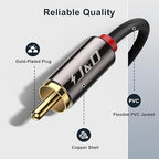 J&D RCA Cable, (2 Pack) Gold-Plated RCA Audio Cables, Copper Shell 2RCA Male to 2RCA Male Stereo Audio Cable, 6 Feet