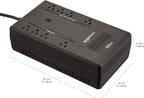 Amazon Basics UPS Battery Backup & Surge Protector 600VA/360W, 8 Outlets, Standby Uninterruptible Power Supply, for Power Outage Protection, Compact, Black