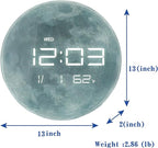 Nbdeal 13" Digital Wall Clock with LED Display, Calendar & Temperature, Automatic Dimming, 12/24hr Format, Wall & Desk Use - HUI-7860