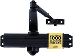 LYNN HARDWARE Medium/Heavy Duty Automatic Door Closer (Matte Black) - Commercial Grade, Contractors Choice, Adjustable Speed & Force, 3 Mounting Options, 3 Hour Fire Rated (DC7016 Model)