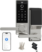 Smart Lock Doorbell Fingerprint Smart Door Lock Deadbolt for Homeowners or Parents Door Lock with Camera and Door Handle for Renters, Keyless Entry Door Lock for Front Door (Contour V Sand Nickel)