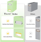 BALEINE File Organizer Box, Cardboard File Folder Organizer with Handle for Letter Size, Portable Collapsible Hanging Filing Box for Home Office Document Storage (4 Pack, Green)