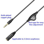 PChero 3.5mm Male to Female Stereo Audio Extension Adapter Cable with Volume Adjustment Control - 10inch