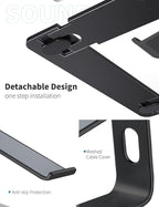 SOUNDANCE Laptop Stand, Aluminum Computer Riser, Ergonomic Laptops Elevator for Desk, Metal Holder Compatible with 10 to 15.6 Inches Notebook Computer, Black