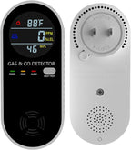 Natural Gas Detectors &Plug in Carbon Monoxide Detector， 4 in 1 Co and Gas Detector Temp Humidity Monitor，Propane, LPG, Gas Detector for Home，Kitchen,Hotels，RV.（2 Pack）