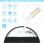 Aipsun Indoor Black Modern LED Wall Sconce Interior Wall Lights Set of 2 Hardwired Up and Down Wall Mount Light for Living Room Bedroom Hallway Corridor Cool White 6000K(with G9 Bulbs)