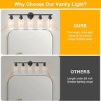 Unicozin Modern Bathroom Light Fixtures, 5 Light Vanity Lights, Black Wall Lamp with Clear Glass for Bathroom, Mirror, Living Room, Bedroom, Hallway, E26 Base