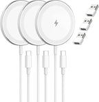 3Pack Magnetic Wireless Charging Pad: 15W Fast Qi Wireless Charger for iPhone 17 16 15 14 13 12 Series Series & AirPods 4 3 2 Pro 3,Strong Magnet Slim Portable for Travel Home,Case-Friendly, White