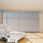Blindify Motorized Vertical Blinds Compatible with Alexa Google Home, Light Filtering Sliding Door Shades Smart Vertical Blinds Remote Control Customize, Pure Grey