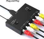 Azduou 2 AV to HDMI, 1080P/720P TV 2 Way RCA Composite CVBS AV Switch to HDMI Video Audio Converter Adapter Support 4:3/16:9 Switching, for Sega Xbox PS2 PS3 N64 NGC SNES WII VHS VCR Camera DVD