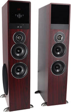 Rockville TM80C Powered Home Theater Tower Speaker System, Cherry Wood, 800W, 8" Subwoofers, Bluetooth, USB/SD Playback, FM Radio, Remote Control, Karaoke Ready, Perfect for Home Entertainment